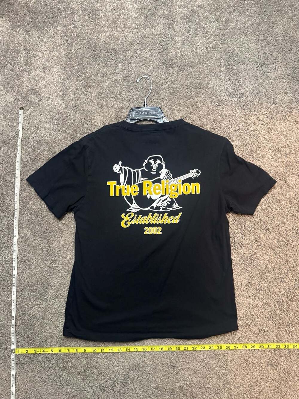 True Religion Buddha Guitar Graphic T-Shirt Black Size Large